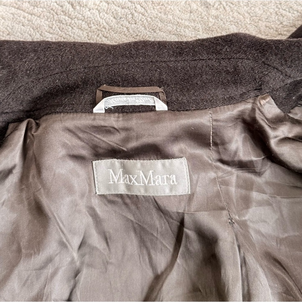 Vintage Max Mara Wool Chocolate Brown Coat Size US14 - Picture 6 of 9